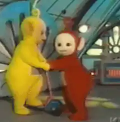 Po and Laa-Laa with a broom