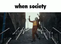 Joker dancing on stairs