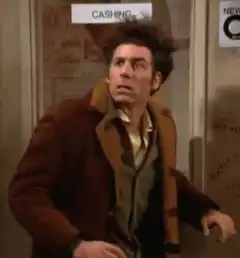 Michael Richards as Cosmo Kramer excited