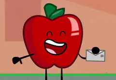Apple holding envelope laughing