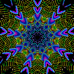Neon kaleidoscope pattern animation