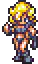 Blonde pixel character flexing