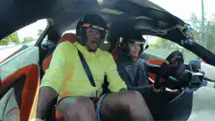 Man in yellow shirt scared in go-kart