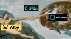 Creation of Adam with crypto logos