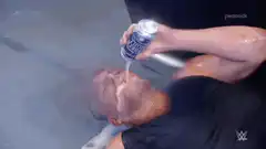 Wrestler gets beer poured on face