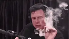 Elon Musk smoking with smoke in face