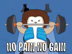 Penguin bodybuilder no pain no gain