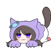 anime girl in cat onesie lying down