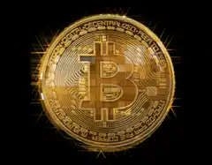 Golden Bitcoin Coin Glowing