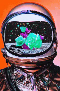 Astronaut helmet with roses