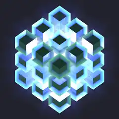 glowing blue cubes rotating