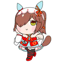 Chibi cat girl in red and blue outfit