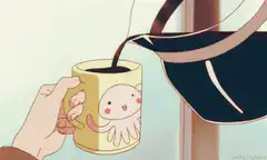 octopus mug overflowing with coffee