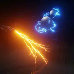Orange and blue lightning bolts