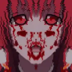 pixel art bloody anime girl face