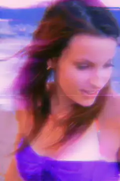 Woman with purple glitch effect