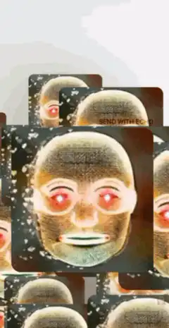 GigaChad with glowing red eyes