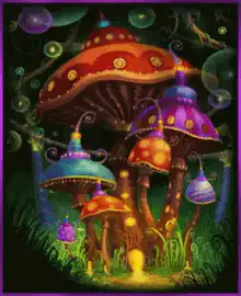 colorful mushroom forest