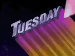 Tuesday text on colorful background