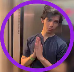 Man in prayer pose with finger poke
