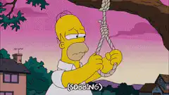 Homer Simpson sobbing by a noose