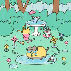 Pusheen the Cat in the Rain
