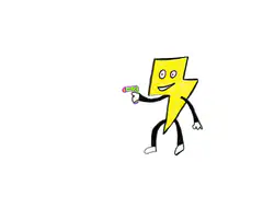 Lightning bolt character with water gun