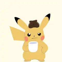 Pikachu drinking coffee
