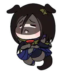 chibi character with dark skin and dog ears