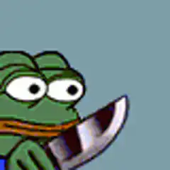 Pepe holding a knife