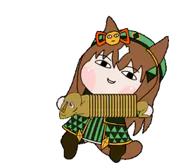 Chibi horse girl playing accordion