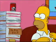 Homer Simpson overwhelmed by to-do pile