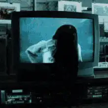 Sadako crawls out of TV