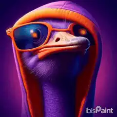 Cool purple bird with glowing glasses