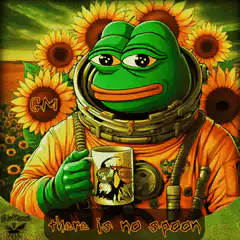 Pepe the Frog astronaut in sunflowers
