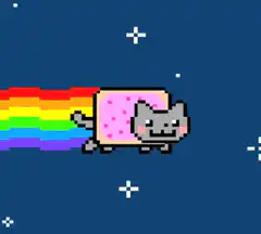 Nyan Cat flying through space