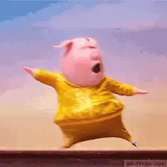Babe pig dancing in gold tracksuit