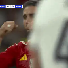 Spanish footballer celebrating with fist pump