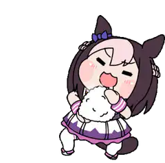 Chibi horse girl eating rice ball