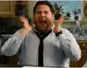 Jonah Hill screaming with hands up