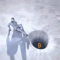 Man sliding into Bitcoin hole