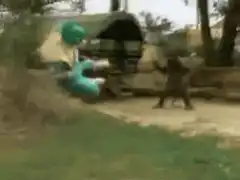 Green Ranger kicks Black Ranger