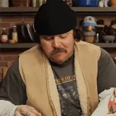 Chumlee coughing and wiping mouth