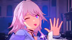 Anime girl winking and waving