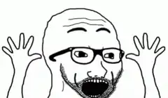 Bald man with glasses screaming