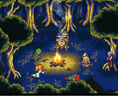 Final Fantasy VI party around campfire