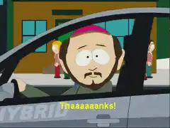 Cartman says Thaaaaanks in car