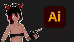 Anime girl pointing at Adobe Illustrator logo