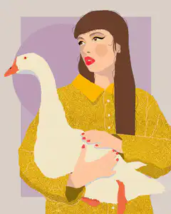 Woman holding a goose