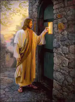 Jesus knocking on a door